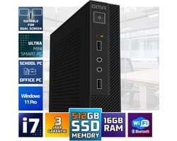 GMR Ultra mini Smart Computer met snelle Intel i7 - Business Office Desktop | 16GB RAM | 512GB SSD | USB3 | Windows 11 PRO | WiFi + Bluetooth | Incl. VESA bevestiging | Geschikt voor 2 schermen | 3 Jaar garantie | Direct klaar voor gebruik