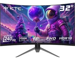 KTC H32S17F 32'' Curved Gaming Monitor, 1920*1080 HVA Paneel, 240Hz Refresh Rate, 125% sRGB, 3500:1 Contrastratio, Adaptive Sync, HDR10, 3ms Reactietijd, 2*HDMI2.0 1*DP1.4 1*USB2.0 1*Audio, VESA Montage, Verstelbare Kanteling, Weinig Blauw Licht