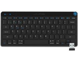JLab GO Draadloos Toetsenbord - Bluetooth of USB dongle verbinding - 3 Devices - Stille toetsen - Compact design - Volumeknop - Qwerty