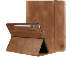 Rosso Element Hoes Geschikt voor Samsung Galaxy Tab S10 Ultra | Book Case | Volledige bescherming | Elastische band | Sleep/Wake functie | Met Penhouder | Verstelbare standaard | Bruin