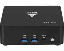 BitBull Ultra 7 NUC 16-Core Mini PC Compleet|32GB RAM|500GB SSD|Intel 155H@1.4-4.8GHz|WIFI 6E|Bluetooth 5.3|LAN 2.5Gbps|2x HDMI|2x Thunderbolt 4|Powered by MSI Cubi AI|W11 PRO