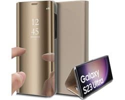Hoesje geschikt voor Samsung Galaxy S23 Ultra - Book Case Spiegel Goud