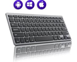 Draadloos Bluetooth toetsenbord QWERTY - Verbind 3 Apparaten Tegelijk - Space grey