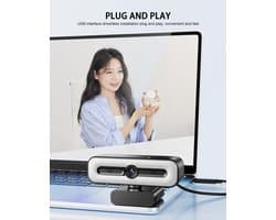 4K UHD Webcam - Full HD Camera - Online Vergaderen - AI Ruisonderdrukking - 73° FOV - Zwart