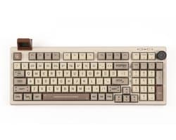 EPOMAKER RT100 - Retro White - Mechanisch Draadloos Toetsenbord - 95% - QWERTY - Retro Mechanical Keyboard met Draaiknop en Mini Scherm - Flamingo Switch