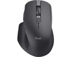 Trust Ozaa+ - Ergonomische Draadloze muis - Oplaadbaar - Multiconnect USB & Bluetooth - Zwart