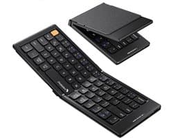 ProtoArc XK04 Opvouwbaar Compact Bluetooth Toetsenbord – Draadloos, Pocketformaat met PU Leren Hoes – Zwart