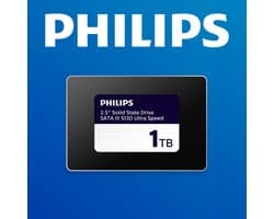 Philips Interne SSD 2.5 inch SATA III – 1TB – tot 550 MB/s Lezen – tot 520 MB/s Schrijven – S130 Ultra Speed – SSD voor Laptop en Desktop