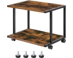 Brenzoos - Printtafel met verstelbare poten en vergrendelbare wielen - Industrieel design - Geschikt voor kantoor, fax, kopieerapparaat, scanner - 42 x 28 x 33 cm - Printerstandaard met extra opbergruimte.