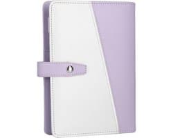A6 Laptop Folder, Compartment Design PU Leather A6 Budget Folder Lightweight 6 Holes for Office (Purple)