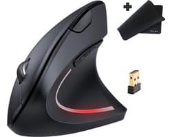Verticale Muis + Muismat - Ergonomisch Ontworpen voor Rechtshandige - Draadloos - 6 Knoppen - 2000-1200-800 Instelbaar DPI