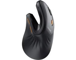 Ergonomische Verticale Muis – Draadloze Ergonomische Muis – Bluetooth & 2.4 GHz – USB-C Oplaadbaar – Voor 3 Apparaten – Instelbare DPI – Stil – Zwart (Rechtshandig)