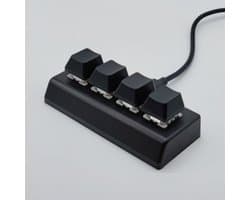 4-toetsen DIY USB Mini Mechanisch Toetsenbord - Aanpasbaar Toetsenbord met Programmeerbare Sneltoetsen en Macro's (Zwart)