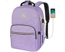 AG Luxe Rugzak Dames Lila - Rugzakken - Rugtassen - Meisje - Laptop - 26L - School - Kind - Backpack Waterafstotend- Schooltas - Reizen & Werken - Anti Diefstal Ontwerp - Inclusief Usb Oplaadstation