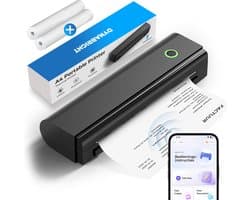 Dynabright Draadloze Thermische Printer - USB/USB-C - Pocket Printer voor Smartphone - Incl 2 rollen Papier - Draagbare Mini Printer voor Mobiel, Tablet en Laptop – A4 / US Letter - Thuis / School / Onderweg - Bluetooth