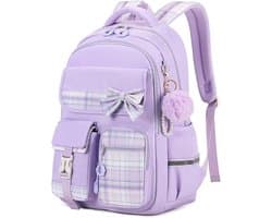Meisjes School Student Schooltas - Outdoor Rugzak met trolleyband - Waterdicht - Schooltas - Rugtas - Tieners - Boekentas - Rugzak Meisje - Rugzak jongens - Rugzakken - Rugzakken met grote capaciteit - Rugtas Voor Kinderen - Laptop Rugtas - Paars