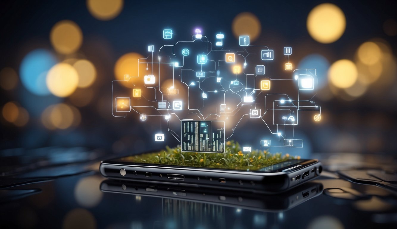 Mobile devices connected to the cloud, representing beginner-level computer knowledge